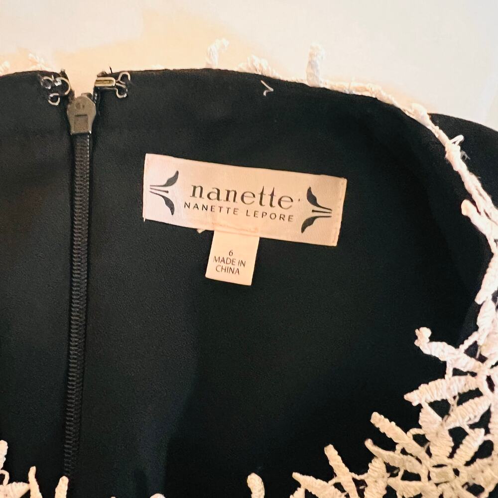 Nanette Lepore Floral Appliqué Sleeveless Dress Size 6 Black - Picture 4 of 7